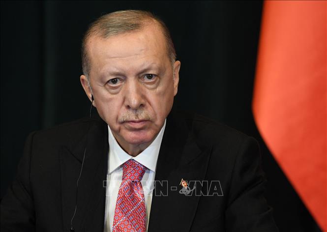 Tổng thống Thổ Nhĩ Kỳ Recep Tayyip Erdogan tại cuộc họp báo ở Tirana, Albania ngày 17-1-2023. Ảnh: AFP/TTXVN