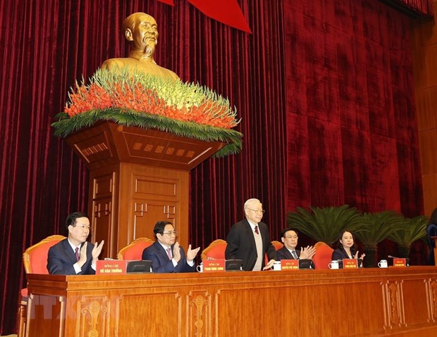 Tổng Bí thư: Phát huy thành quả, kinh nghiệm của các thế hệ đi trước Tổng Bí thư Nguyễn Phú Trọng cùng các lãnh đạo Đảng và Nhà nước chủ trì hội nghị. Ảnh: Trí Dũng/TTXVN