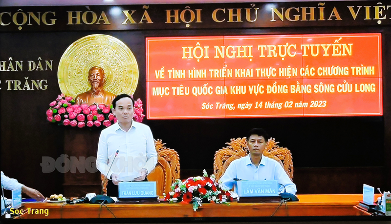 Đẩy nhanh việc giao kinh phí năm 2023 trong thực hiện các chương trình mục tiêu quốc gia Phó thủ tướng Chính phủ Trần Lưu Quang phát biểu chỉ đạo tại hội nghị.
