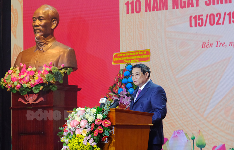 Thủ tướng Chính phủ Phạm Minh Chính đọc diễn văn tại lễ kỷ niệm. Ảnh: Ngọc Thạch