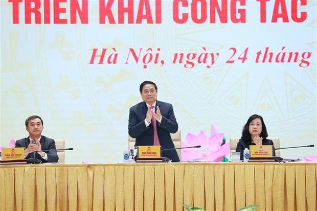 Thủ tướng Phạm Minh Chính chủ trì hội nghị. Ảnh: Dương Giang/TTXVN