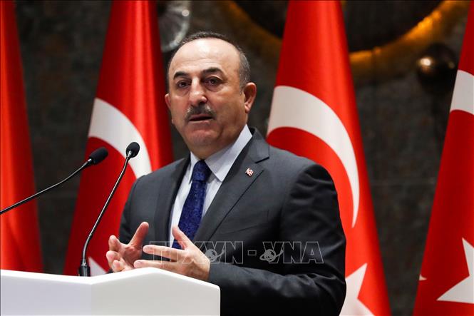 Ngoại trưởng Thổ Nhĩ Kỳ Mevlut Cavusoglu phát biểu tại một cuộc họp ở Ankara. Ảnh tư liệu: AFP/TTXVN