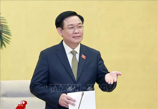 Chủ tịch Quốc hội tiếp Trưởng các Cơ quan đại diện ngoại giao Việt Nam ở nước ngoài Chủ tịch Quốc hội Vương Đình Huệ phát biểu. Ảnh: Doãn Tấn/TTXVN