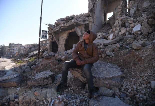 Liên hợp quốc tiếp tục viện trợ nhân đạo cho Syria sau thảm họa động đất Cảnh đổ nát sau trận động đất tại Aleppo, Syria, ngày 17-2-2023. Ảnh: THX/TTXVN