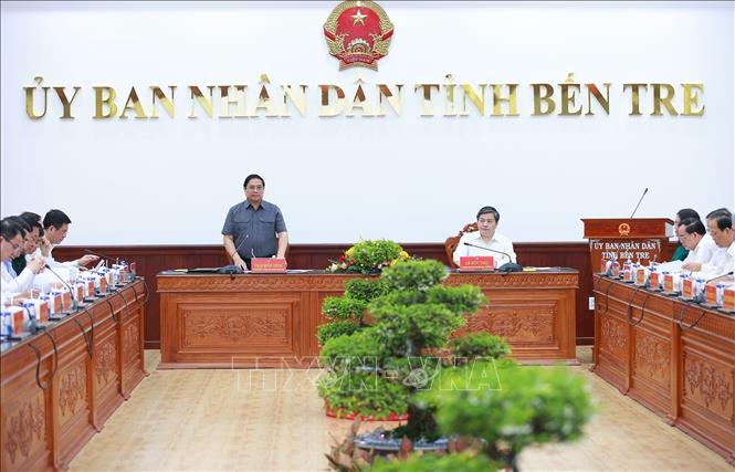 Bến Tre phát triển du lịch cần chú trọng đặc trưng miền sông nước, xứ dừa Thủ tướng Phạm Minh Chính làm việc với lãnh đạo chủ chốt tỉnh Bến Tre. Ảnh: Dương Giang/TTXVN