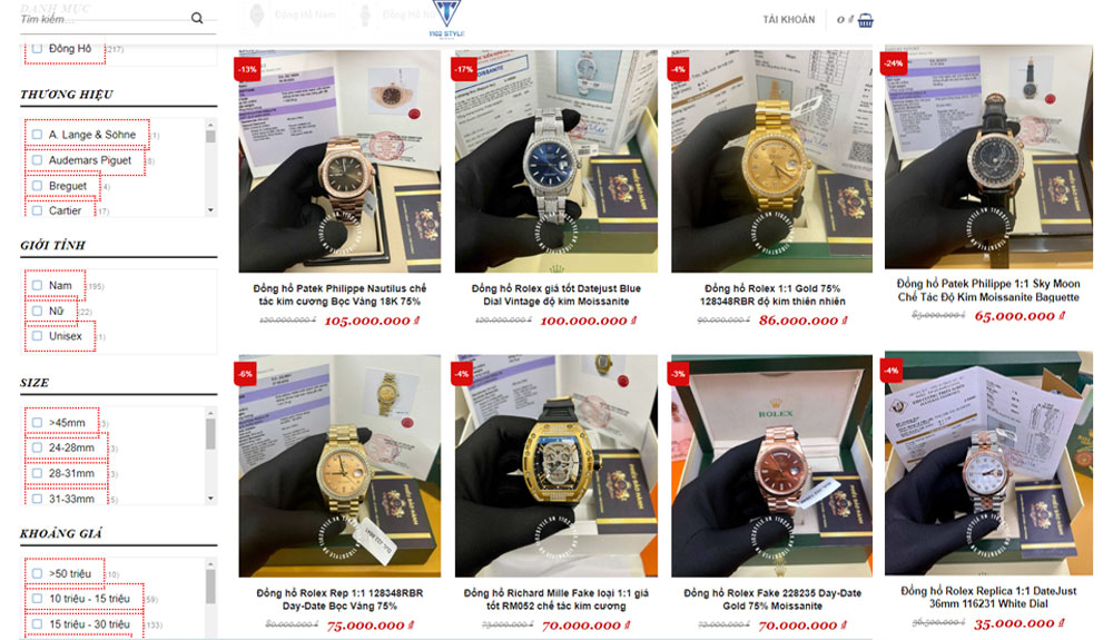  Tại 1102 STYLE có các dòng sản phẩm đồng hồ đeo tay cao cấp cho nam và nữ, Unisex