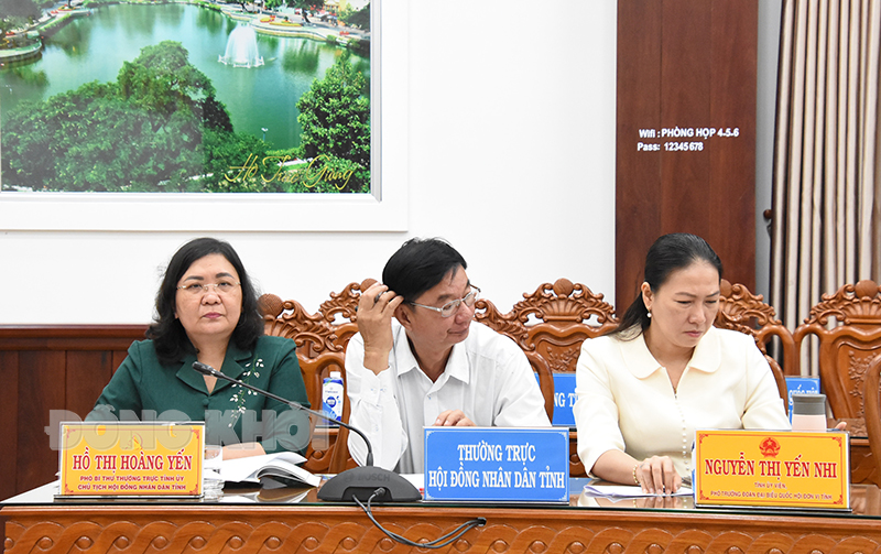 Phó bí thư Thường trực Tỉnh ủy Hồ Thị Hoàng Yến dự hội nghị.