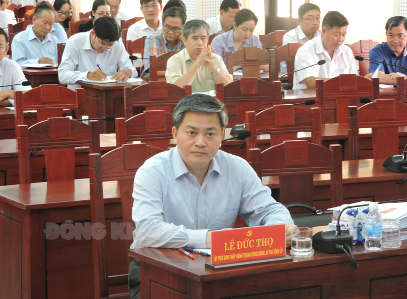 Ủy viên Trung ương Đảng - Bí thư Tỉnh ủy Lê Đức Thọ, cùng đại biểu tham dự tại điểm cầu tỉnh.