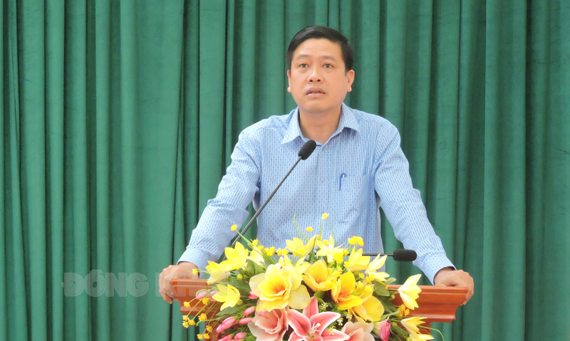 Phó trưởng Ban Tuyên giáo Tỉnh ủy Võ Thành Đô phát biểu định hướng tuyên truyền trong thời gian tới.