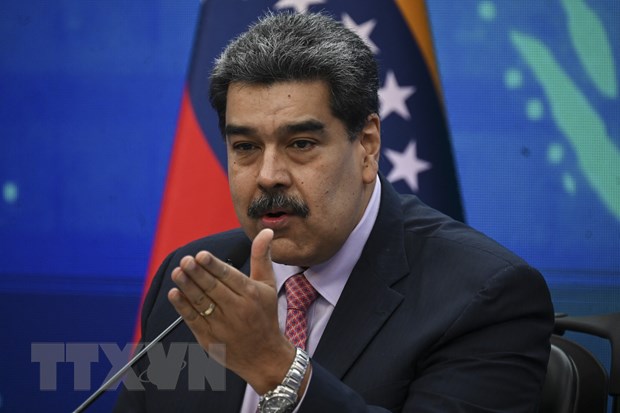 Tổng thống Venezuela Nicolas Maduro phát biểu tại cuộc họp báo ở Caracas ngày 30-11-2022. (Ảnh: AFP/TTXVN)