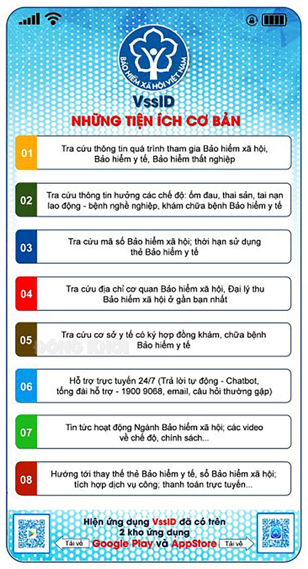 Ứng dụng VssID-BHXH số trên nền tảng thiết bị di động.