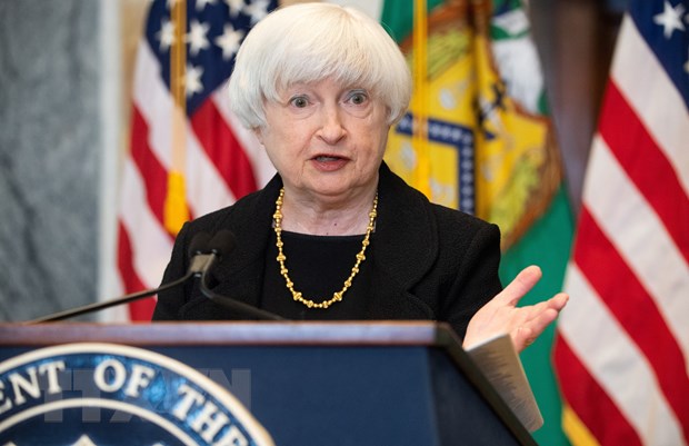 Bộ trưởng Tài chính Mỹ Janet Yellen phát biểu tại Washington, DC, Mỹ. Ảnh: AFP/TTXVN