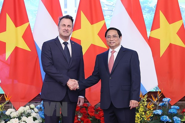 Thủ tướng Phạm Minh Chính hội đàm với Thủ tướng Luxembourg Thủ tướng Phạm Minh Chính và Thủ tướng Đại Công quốc Luxembourg Xavier Bettel chụp ảnh chung. (Ảnh: Dương Giang/TTXVN)