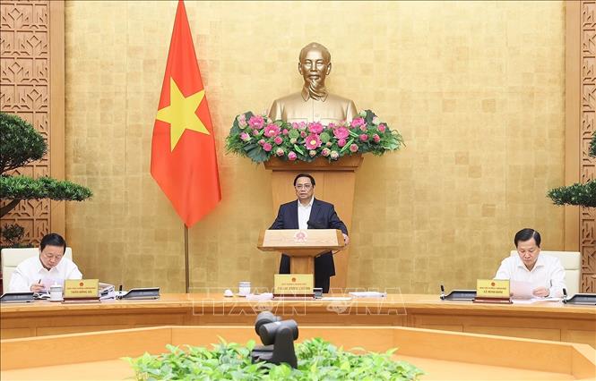 Thủ tướng Phạm Minh Chính chủ trì Phiên họp Chính phủ thường kỳ tháng 4-2023. Ảnh: Dương Giang/TTXVN