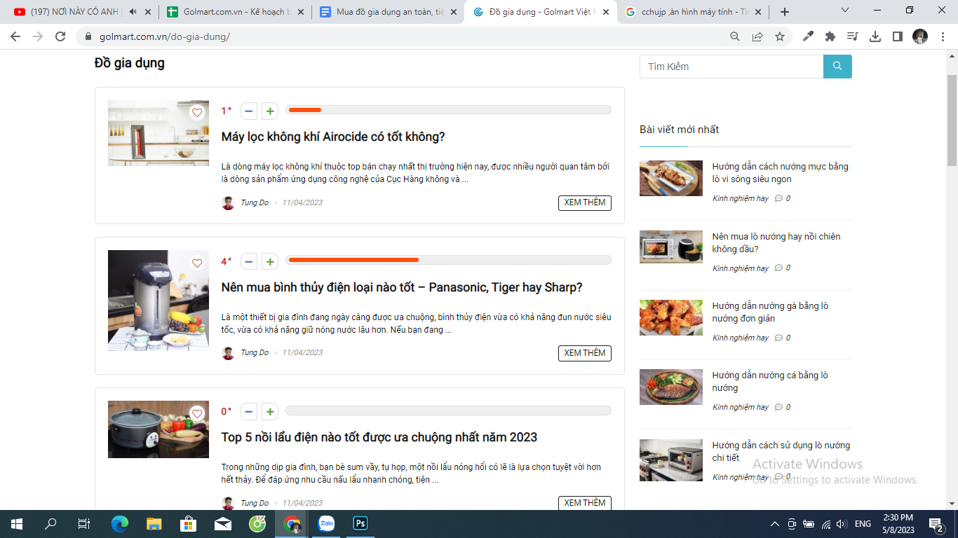 Mua đồ gia dụng an toàn, tiện lợi cùng Golmart Việt Nam