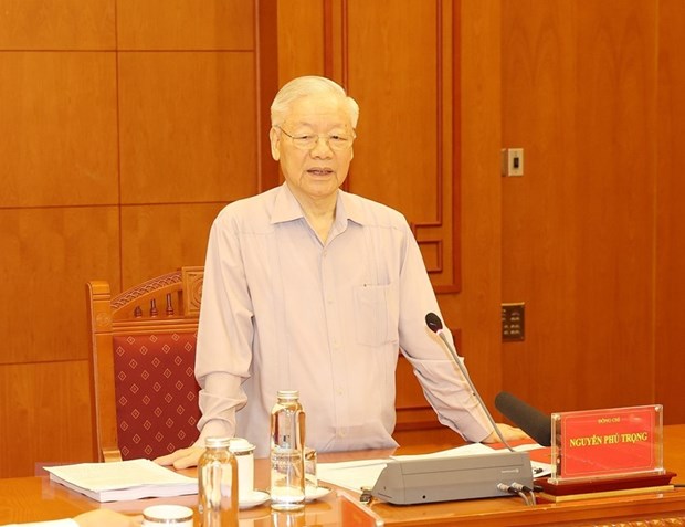 Tổng Bí thư Nguyễn Phú Trọng phát biểu chỉ đạo cuộc họp. Ảnh: Trí Dũng/TTXVN