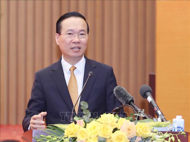 Chủ tịch nước Võ Văn Thưởng làm việc với Viện Kiểm sát nhân dân tối cao Chủ tịch nước Võ Văn Thưởng phát biểu. Ảnh: Thống Nhất/TTXVN