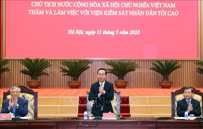 Chủ tịch nước Võ Văn Thưởng làm việc với Viện Kiểm sát nhân dân tối cao Chủ tịch nước Võ Văn Thưởng làm việc với Viện Kiểm sát nhân dân tối cao. Ảnh: Thống Nhất/TTXVN