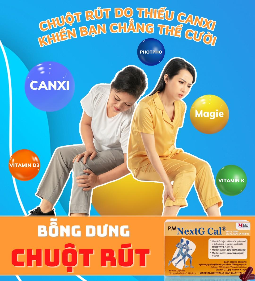 Canxi hữu cơ Úc NextG Cal giúp cải thiện và phòng ngừa tê mỏi chân tay, chuột rút về đêm do thiếu canxi ở người trung và cao tuổi.