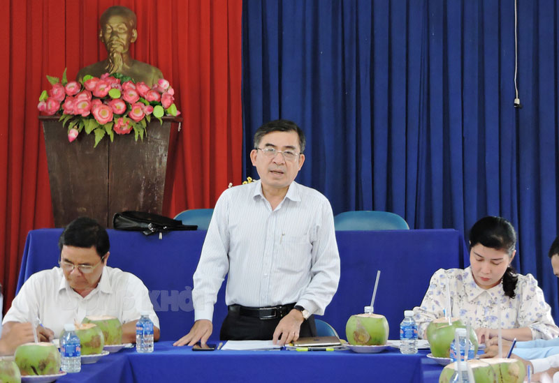 Trưởng ban Dân vận Tỉnh ủy Bùi Văn Bia - Phó trưởng ban Thường trực BCĐ 441 phát biểu chỉ đạo tại buổi kiểm tra.