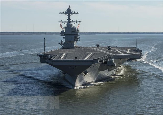 Tàu sân bay USS Gerald R. Ford. (Ảnh: AFP/TTXVN)