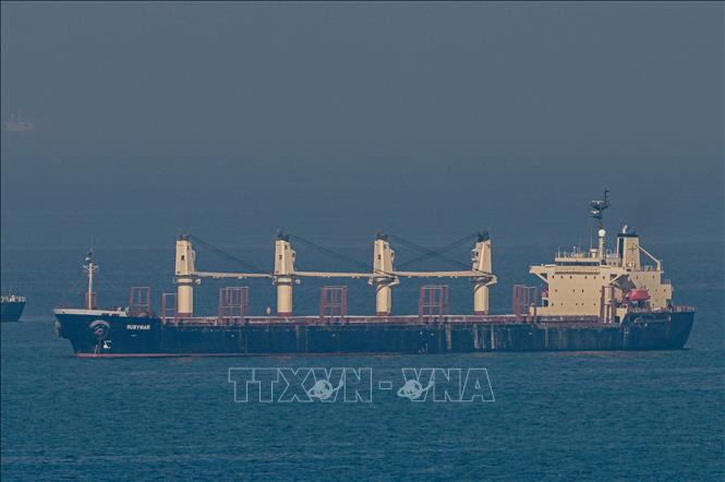 Tàu chở ngũ cốc của Ukraine di chuyển qua Eo biển Bosphorus trên Biển Đen ngày 2-11-2022. Ảnh: AFP/TTXVN