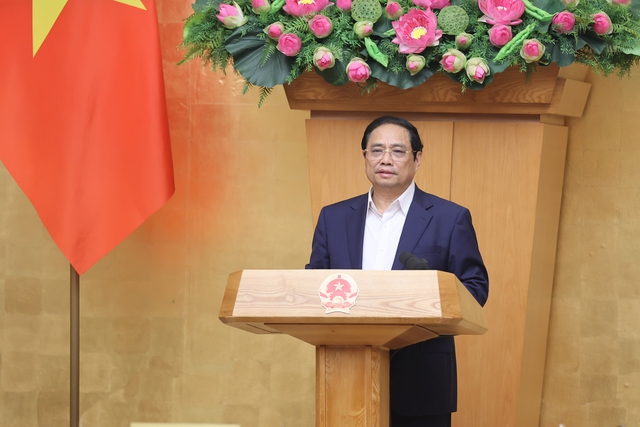 Thủ tướng Phạm Minh Chính chủ trì phiên họp Chính phủ với các địa phương Thủ tướng phát biểu khai mạc phiên họp Chính phủ thường kỳ tháng 5-2023 - Ảnh: VGP/Nhật Bắc
