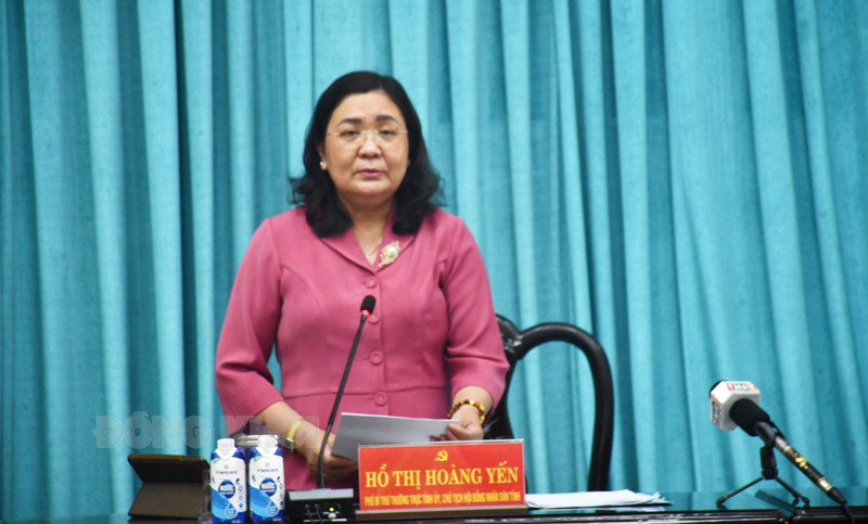 Phát biểu chỉ đạo của Phó bí thư Thường trực Tỉnh uỷ - Chủ tịch HĐND tỉnh Hồ Thị Hoàng Yến.
