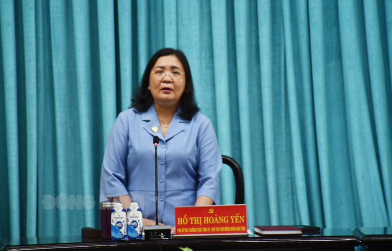 Phát biểu chỉ đạo của Phó bí thư Thường trực Tỉnh ủy - Chủ tịch HĐND tỉnh Hồ Thị Hoàng Yến.