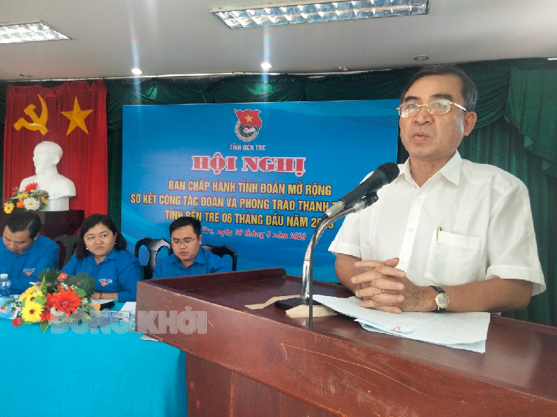 Trưởng ban Dân vận Tỉnh ủy Bùi Văn Bia đánh giá cao các mặt công tác Đoàn và phong trào thanh thiếu nhi 6 tháng đầu năm 2023.