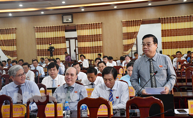 Đại biểu HDND Trần Đông Thuận nêu câu hỏi chấn vấn