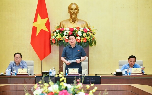 Chủ tịch Quốc hội Vương Đình Huệ phát biểu. Ảnh: TTXVN