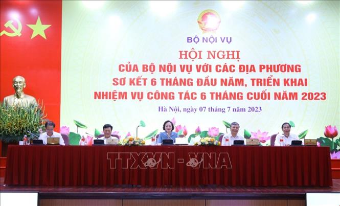 Bộ trưởng Bộ Nội vụ Phạm Thị Thanh Trà chủ trì hội nghị. Ảnh: Văn Điệp/TTXVN