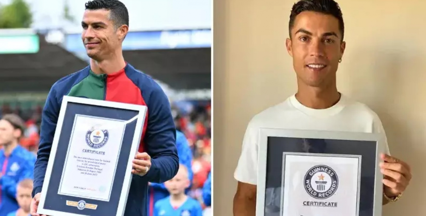 Ronaldo lại lập kỷ lục Guiness, thêm một lần vượt qua Messi Ronaldo thêm một lần lập kỷ lục Guiness năm 2023. Ảnh: Internet