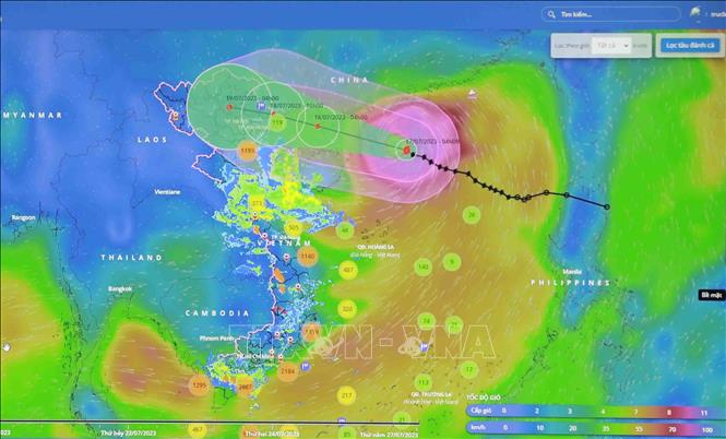 Sơ đồ đường đi của cơn bão số 1. Ảnh: Vũ Sinh/TTXVN