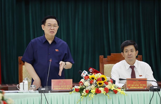Chủ tịch Quốc hội Vương Đình Huệ phát biểu chỉ đạo. (Ảnh: Doãn Tấn/TTXVN)