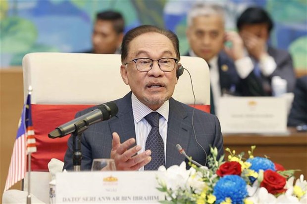 Thủ tướng Malaysia Anwar Ibrahim phát biểu. Ảnh: Doãn Tấn/TTXVN