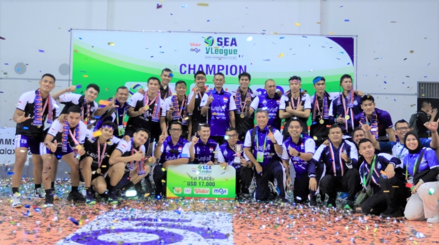Đội tuyển bóng chuyền nam Indonesia vô địch chặng 1 SEA V.League 2023 trên sân nhà với đội hình trẻ hóa