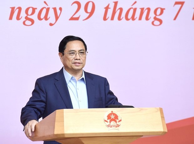 Thủ tướng Phạm Minh Chính phát biểu tại buổi gặp mặt người hiến máu tình nguyện tiêu biểu toàn quốc. Ảnh: Dương Giang/TTXVN