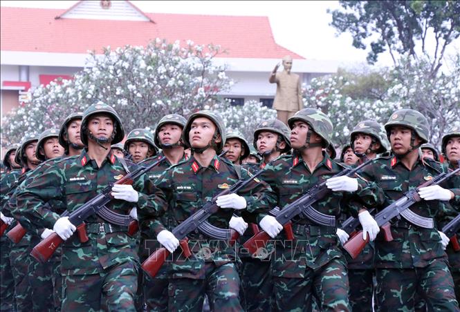 Chương trình duyệt đôị ngũ tại lễ ra quân huấn luyện năm 2023 của lực lượng vũ trang Thành phố Hồ Chí Minh. Ảnh: Xuân Khu/TTXVN