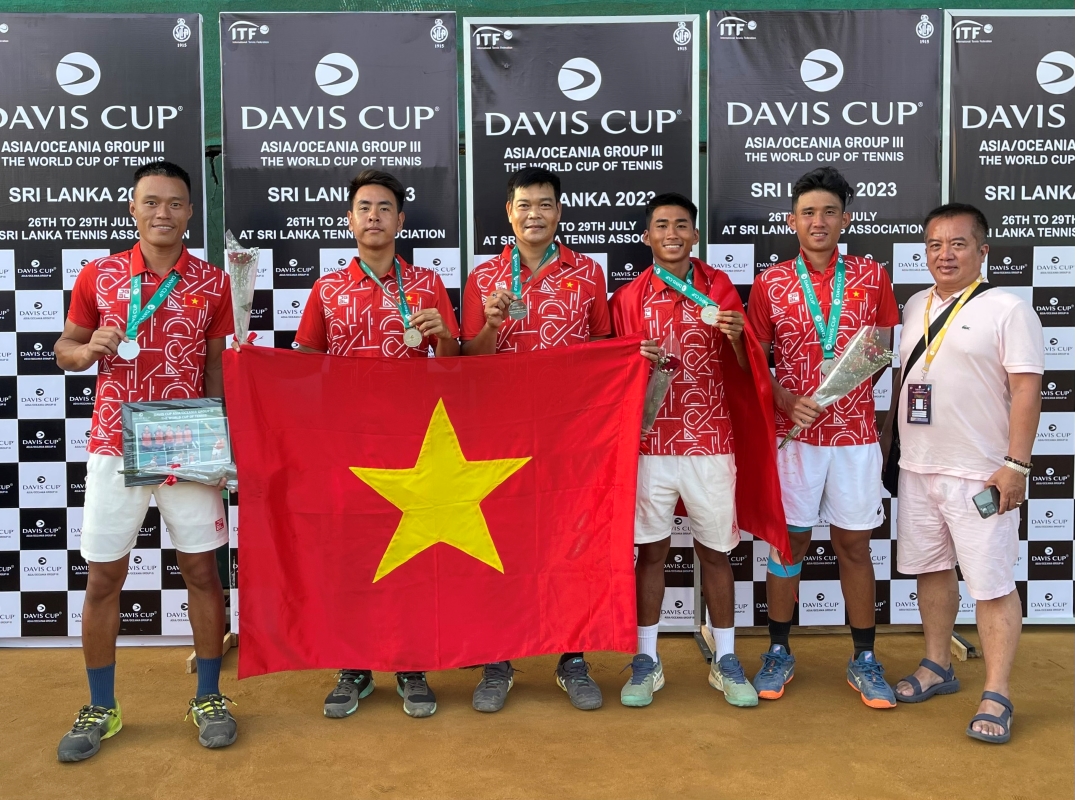 Quần vợt Việt Nam giành HCB châu Á, giành suất dự play-off nhóm 2 Davis Cup 2024 Đội tuyển quần vợt Việt Nam giành huy chương bạc Davis Cup 2023 nhóm III khu vực châu Á - Thái Bình Dương cùng suất tham dự suất dự play-off nhóm 2 Davis Cup 2024