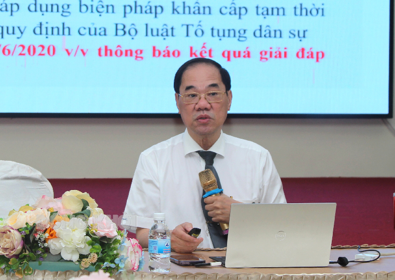 Tiến sĩ, luật sư Phan Thông Anh hướng dẫn chuyên đề tại hội nghị tập huấn.