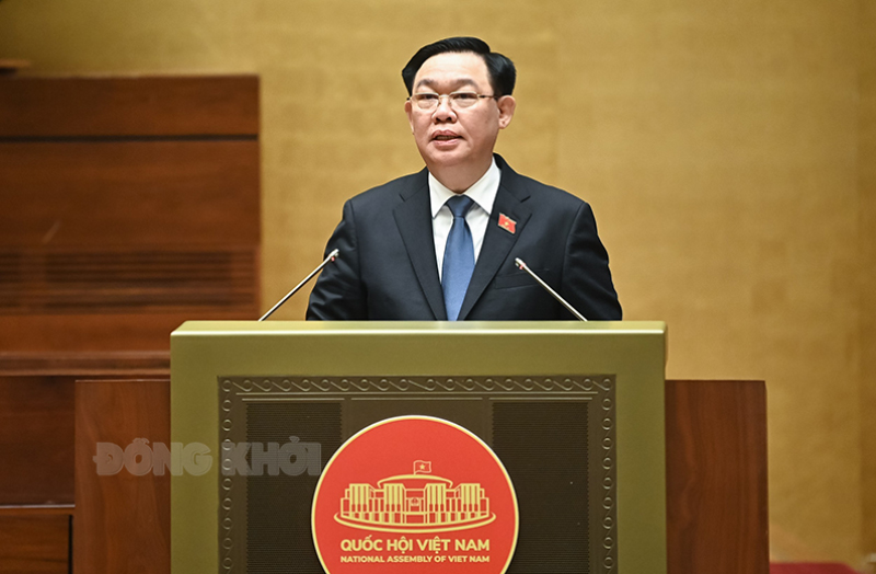 Chủ tịch Quốc hội Vương Đình Huệ phát biểu khai mạc phiên chất vấn và trả lời chất vấn.
