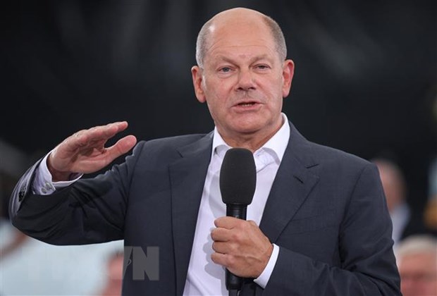 Thủ tướng Đức Olaf Scholz phát biểu tại một sự kiện ở Magdeburg, Đức. Ảnh: AFP/TTXVN