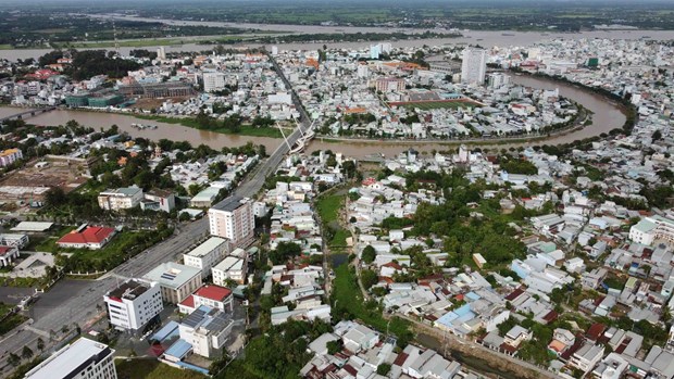 Thành phố Long Xuyên, một trong những trung tâm đô thị lớn của vùng Đồng bằng Sông Cửu Long. (Ảnh: Vũ Sinh/TTXVN)