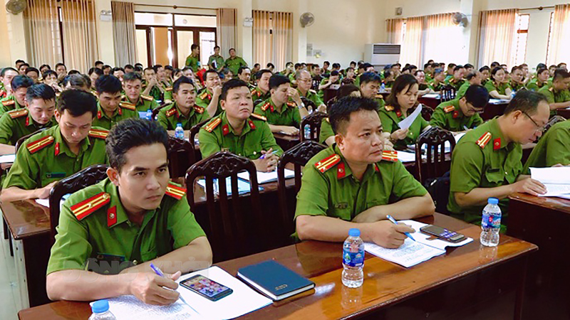 Lực lượng Cảnh sát Quản lý hành chính về trật tự xã hội dự hội nghị. Ảnh: Minh Tân