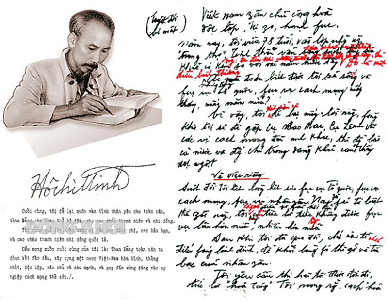 “Lời Bác thiết tha, dìu dắt chúng ta...” Bút tích Di chúc của Chủ tịch Hồ Chí Minh. Ảnh: Thư viện Quốc gia Việt Nam