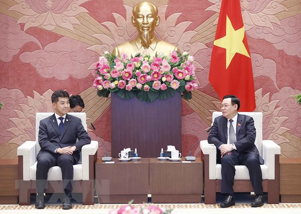 Việt Nam-Nhật Bản đẩy mạnh hợp tác trong các lĩnh vực công nghệ cao Chủ tịch Quốc hội Vương Đình Huệ tiếp Chủ tịch Đảng Dân chủ Lập hiến Nhật Bản Izumi Kenta. (Ảnh: Doãn Tấn/TTXVN)
