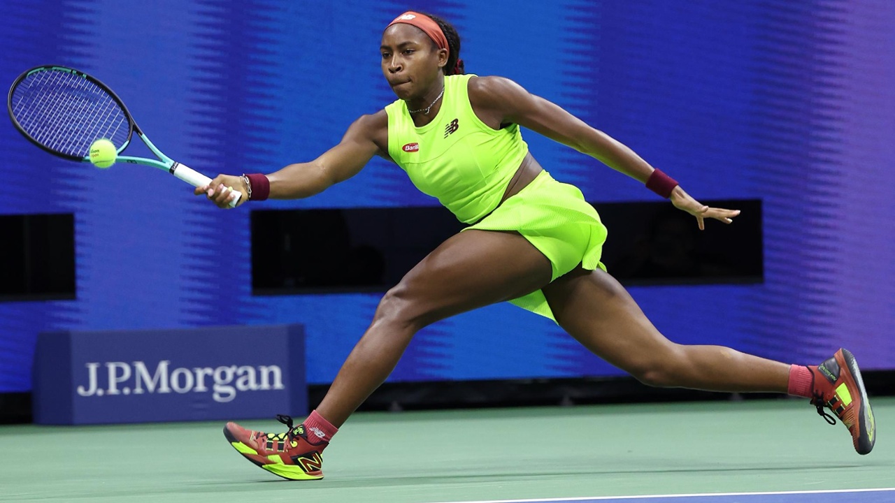 Coco Gauff gặp đôi chút khó khăn trong set 1 trước sự chống trả của Muchova. (Ảnh: US Open)