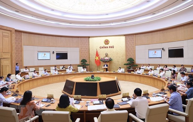 Quang cảnh Phiên họp Chính phủ thường kỳ tháng 8-2023. (Ảnh: Dương Giang/TTXVN)